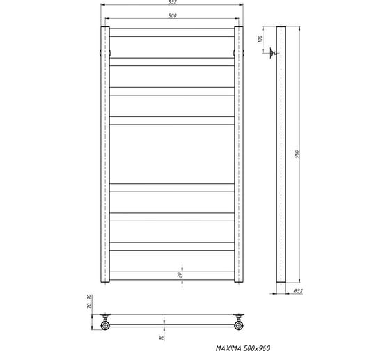Электрический полотенцесушитель STINOX Maxima MAX100-220