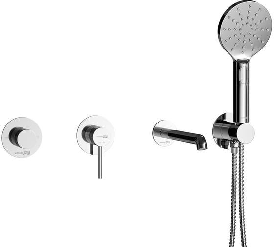 Встраиваемый комплект для ванны с лейкой и изливом WasserKraft Мюриц (Muritz) 9851.98DVR2.444.010.127.443