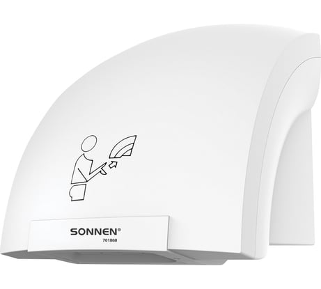 Сушилка для рук SONNEN HSD-A905, 1200 Вт, 30 м/с, пластик, белая 701868