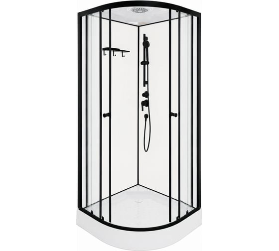 Душевая кабина Runo Дельта 8900, черный профиль, 90x90 (3 уп.: поддон, двери, задние стенки) 00-00005276
