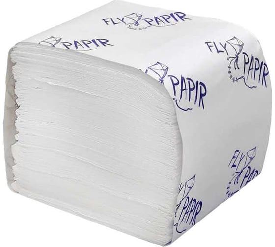 Бумага туалетная в пачке FlyPapir Premium 2 слоя, V-укладка, 200 листов, 11x22.5 см, 17 г/м², тиснение 162203