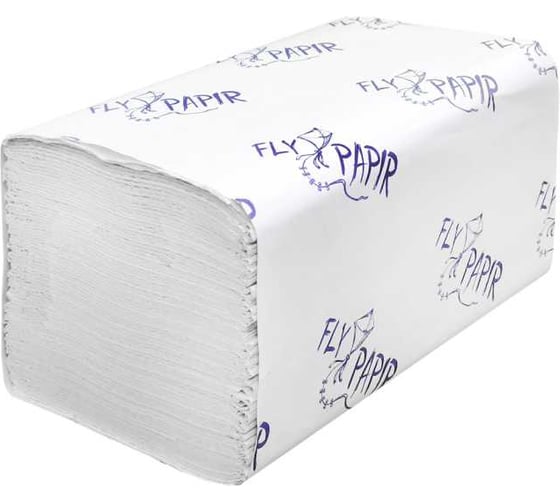 Полотенца листовые FlyPapir ECO V-сложение, 2-слойные, 170 листов, 20.5x22.5 см, ширина 11.5 см, 22 г/м² 262170