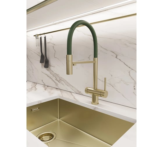 Смеситель кухонный EMAR ЕС - 7024GRN PVD Golden