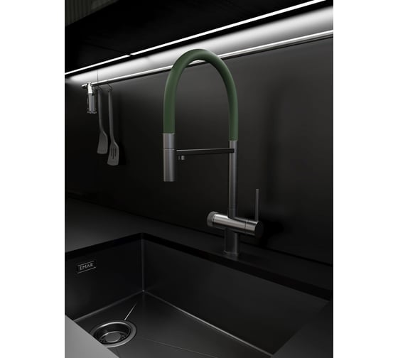 Смеситель кухонный EMAR ЕС - 7024GRN PVD Dark
