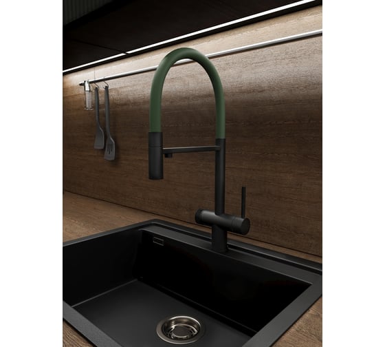 Смеситель кухонный EMAR ЕС - 7024GRN Black