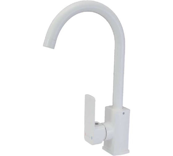 MIXLINE Смеситель для кухни 35k МЛ16-031Б БЕЛЫЙ высок.излив б/отв бок п/гайку без подводки 559116