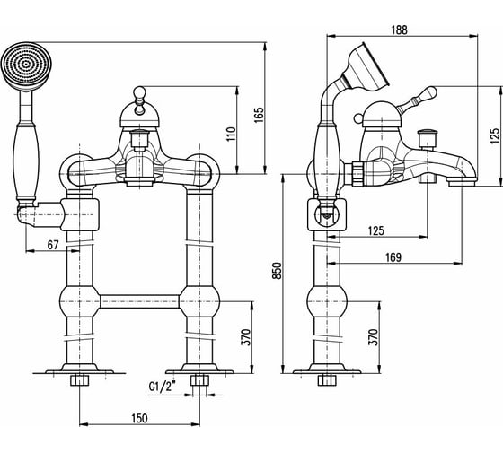 Смеситель для ванны с душем RavSlezak Labe L450.5/2SM