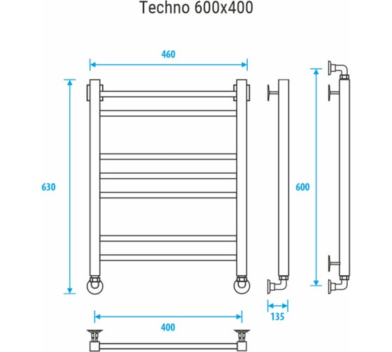 Полотенцесушитель ENERGY Techno 600x400 УТ-УТ-00971