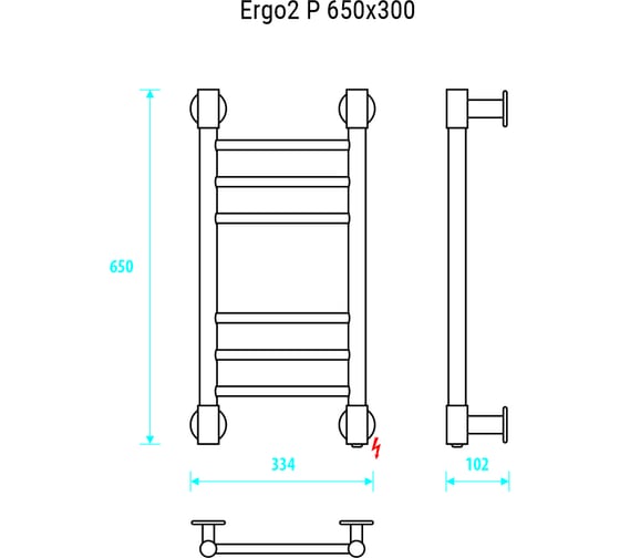 Полотенцесушитель ENERGY Ergo2 P 650x300 прямой УТ-УТ-00999