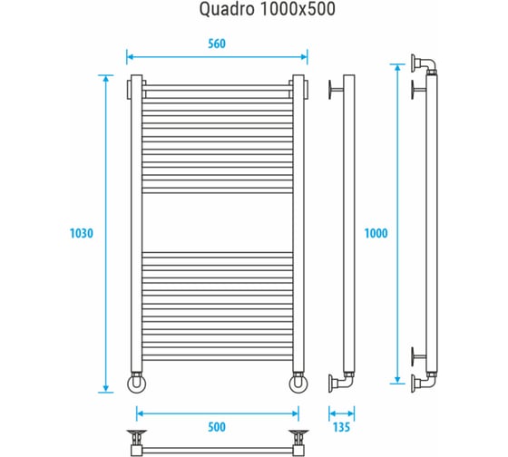 Полотенцесушитель ENERGY Quadro 1000x500 УТ-УТ-00969