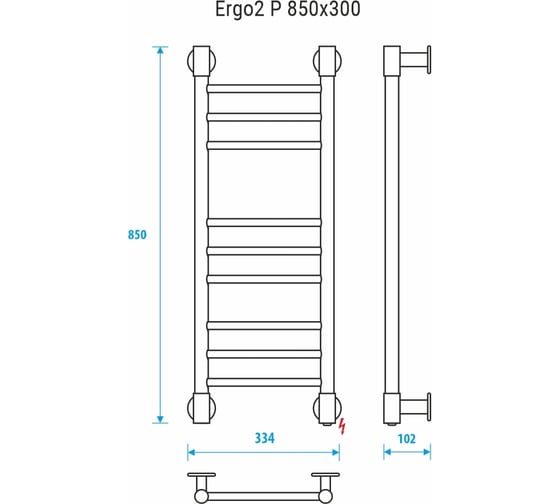 Полотенцесушитель ENERGY Ergo2 P 850x300 прямой УТ-УТ-00998
