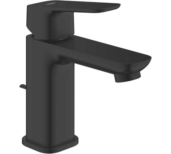 Смеситель для раковины Grohe Cubeo с донным клапаном S-size, матовый черный 1017312430