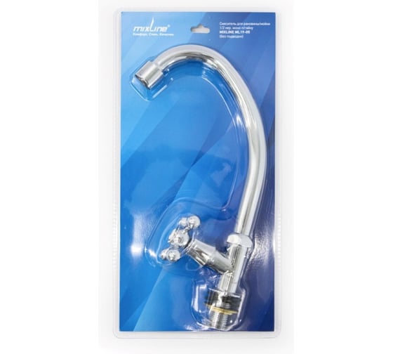 Смеситель для раковины/мойки MIXLINE МЛ19-05 1/2 кер., моно, под гайку, без подводки, блистер 559135