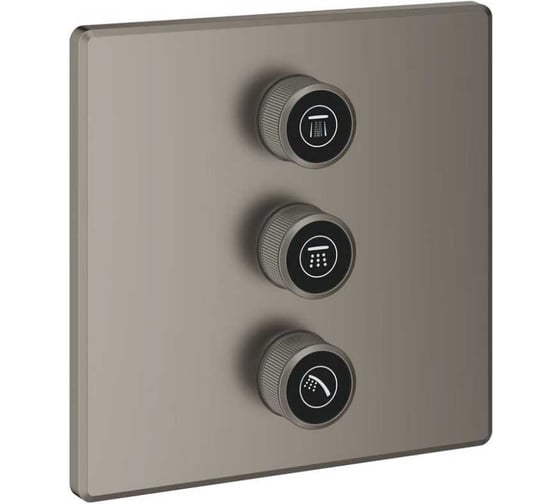 Внешняя часть переключателя потоков Grohe Grohtherm SmartControl на 3 положения, квадратная, сатиновый графит 29127MG0