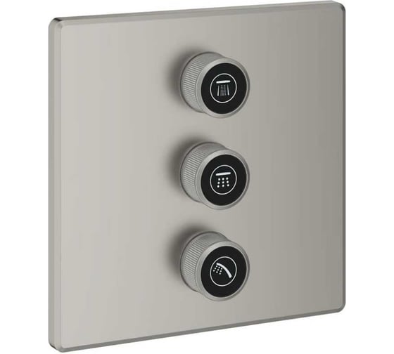 Внешняя часть переключателя потоков Grohe Grohtherm SmartControl на 3 положения, квадратная, сатиновая сталь 29127MS0