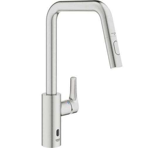 Смеситель для мойки инфокрасный Grohe Eurosmart с выдвижной лейкой, суперсталь 101235DC00