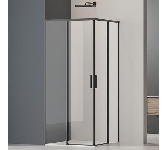 Душевой уголок Софт 2 (Soft 2) VINCEA 900x900, черный, стекло прозрачное, VSS-3SO2900CLB