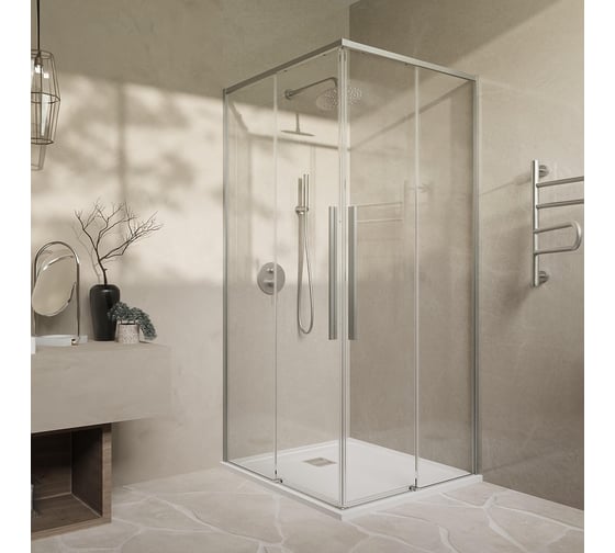 Душевой уголок Слим-Н (Slim-N) VINCEA 1000x900, брашированный никель, стекло прозрачное, VSS-4SN9010CLBN