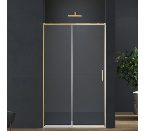 Душевая дверь Софт 2 (Soft 2) VINCEA 1300, брашированное золото, стекло прозрачное, VDS-3SO2130CLG
