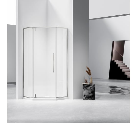 Душевой уголок Слим-Н (Slim-N) VINCEA (900x900, брашированный никель, стекло прозрачное), VSP-4SN900CLBN