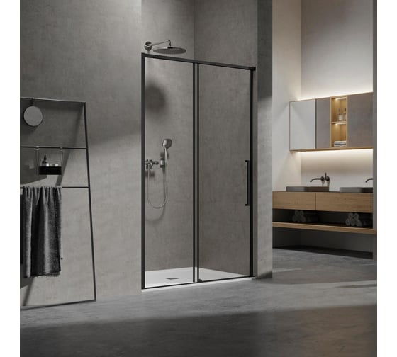 Душевая дверь Слим (Slim) VINCEA 1200, черный, стекло прозрачное, VDS-6SL120CLB
