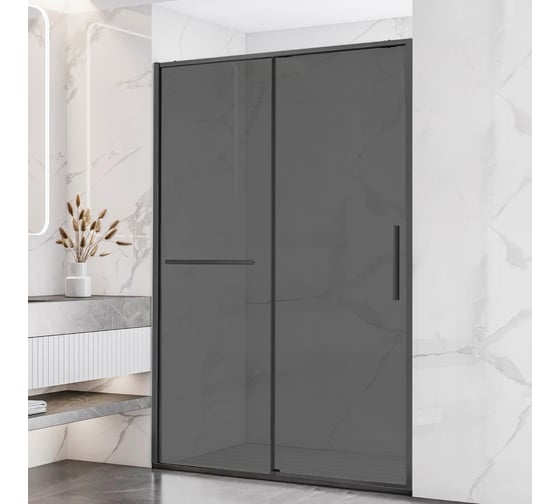 Душевая дверь VINCEA Слим Софт (Slim Soft) 1200, вороненая сталь, стекло тонированное, VDS-1SS120CGGM
