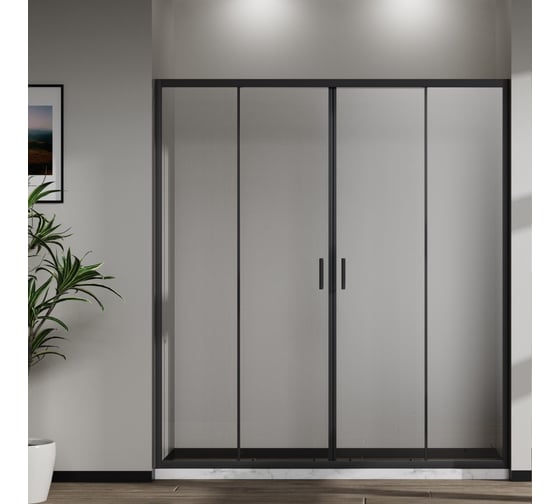 Душевая дверь Сити (City) VINCEA 1700, черный, стекло прозрачное, VDS-5CT2170CLB