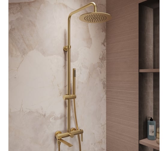 Душевая стойка Vincea Linea с изливом, брашированное золото, VSFS-4LN1BG