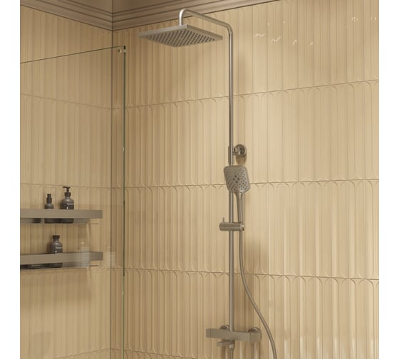 Душевая стойка Vincea Cube с изливом, брашированный никель, VSFS-1C1BN
