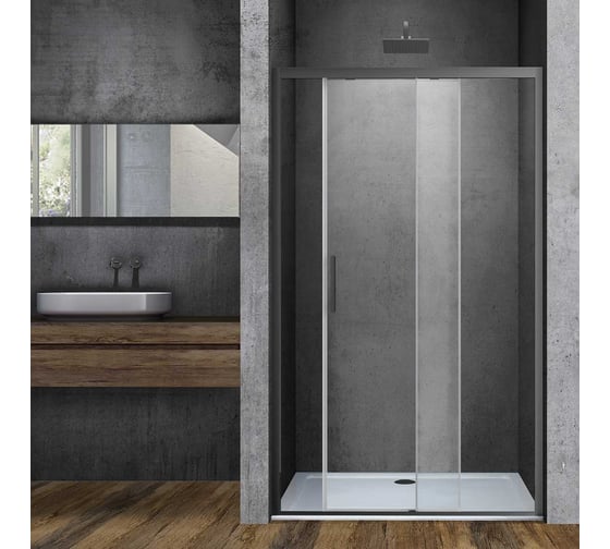 Душевая дверь Vincea Soft 1500, вороненая сталь, прозрачное стекло VDS-3SO150CLGM