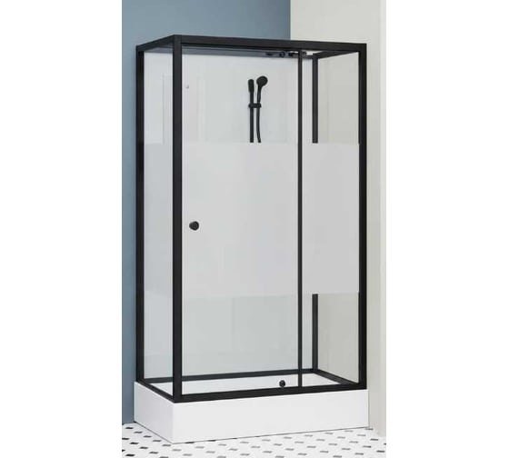 Душевая кабина RGW AN-207-B 80x90x200, прямоугольная, черная, прозрачное-матовое-прозрачное стекло 6 мм, 3 уп. 411320789-94