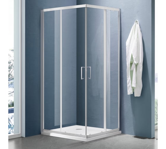 Душевое ограждение SANTREK AQUA Lea- CR-900*800-C-Chrome 900x800x1850, Г-образное, прозрачное стекло 5 мм, профиль хром 347038