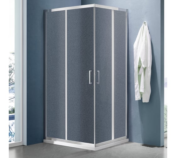 Душевое ограждение SANTREK AQUA Lea- CR-1200*800-G-Chrome 1200x800x1850, Г-образное, стекло грейп 5 мм, профиль хром 347027
