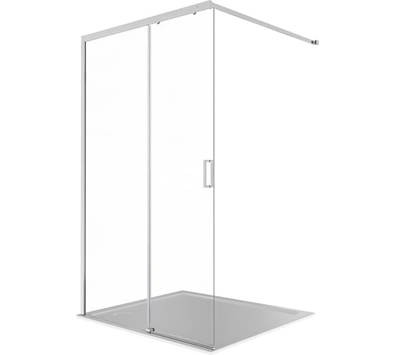 Душевая перегородка раздвижная AQUATEK Walk in AQ.WISL.120.1CH с держателем, 1200x2000, профиль хром, стекло прозрачное 5/6 мм 00000148904