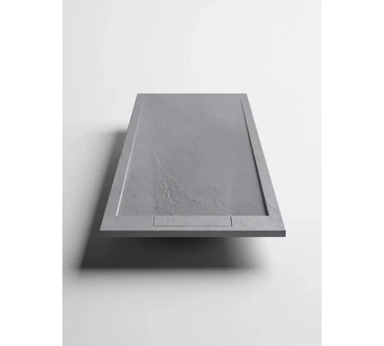 Душевой поддон из искусственного камня ЛИТКАМ 100x120, серый, с накладкой LKP-P-100.120G