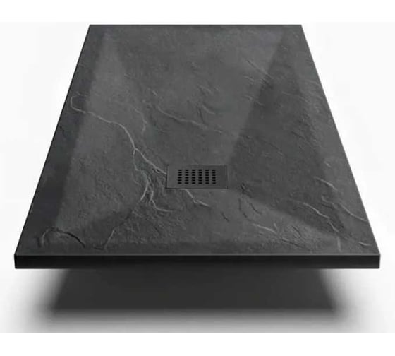 Душевой поддон из искусственного камня ЛИТКАМ 90x120, антрацит, с решеткой LKP-R-90.120A 1