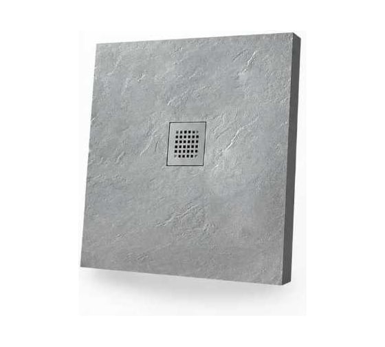 Душевой поддон из искусственного камня ЛИТКАМ 90x90, серый, с решеткой LKP-R-90.90G 1