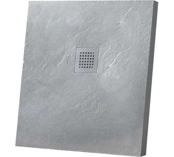 Душевой поддон из искусственного камня ЛИТКАМ 90x90, серый, с решеткой LKP-R-90.90G
