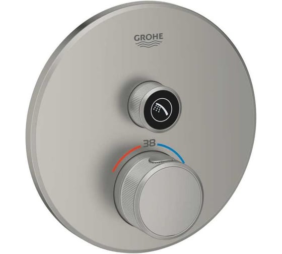 Внешняя часть термостата для душа Grohe Grohtherm SmartControl на 1 потребителя, сатиновая сталь 29118MS0 1