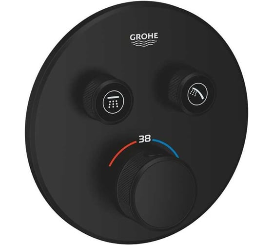 Внешняя часть термостата для душа Grohtherm SmartControl Grohe на 2 потребителя, круглая, матовый черный 291192430 1