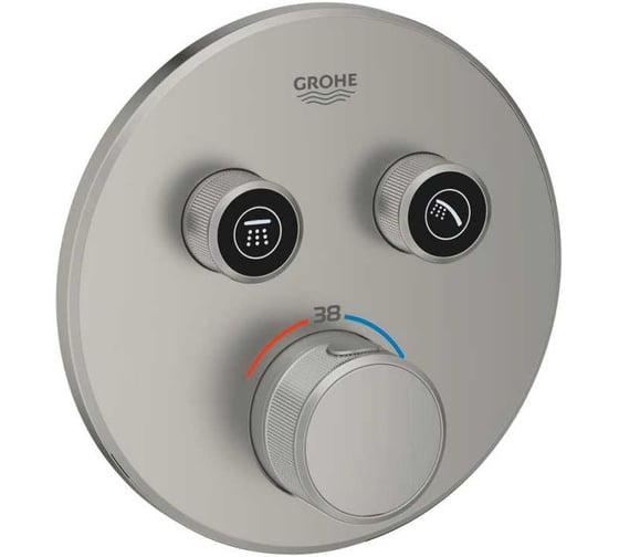 Внешняя часть термостата для душа Grohtherm SmartControl Grohe на 2 потребителя, сатиновая сталь 29119MS0 1
