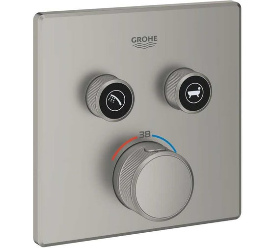 Внешняя часть термостата для душа Grohtherm SmartControl Grohe на 2 потребителя, сатиновая сталь 29124MS0 1