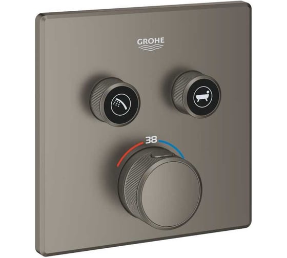 Внешняя часть термостата для душа Grohe Grohtherm SmartControl на 2 потребителя, сатиновый графит 29124MG0 1