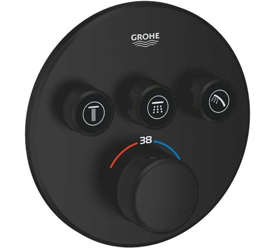 Внешняя часть термостата для душа Grohe Grohtherm SmartControl на 3 потребителя, матовый черный 291212430 1