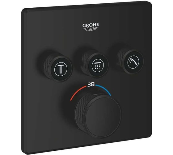 Внешняя часть термостата для душа Grohtherm SmartControl Grohe (на 3 потребителя, матовый черный) 291262430 1