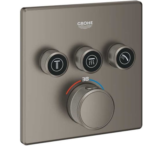 Внешняя часть термостата для душа Grohe Grohtherm SmartControl на 3 потребителя, сатиновый графит 29126MG0 1