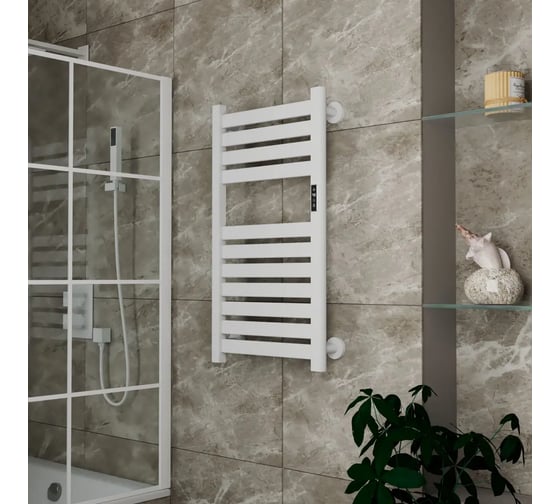 Полотенцесушитель дизайнерский электрический Bauedge BAU Elite Elegant White 80x45, подключение справа, белый AF0026