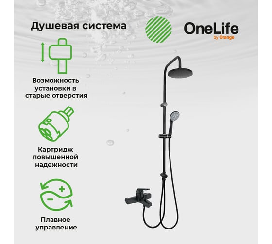 Душевая система OneLife черная P02-933b