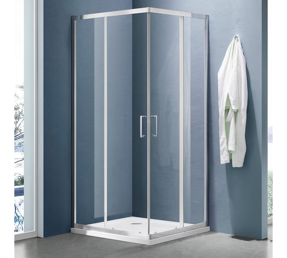 Душевое ограждение SANTREK AQUA Lea- CR-1000*800-C-Chrome 1000x800x1850, Г-образное, стекло прозрачное 5 мм, профиль хром 328058