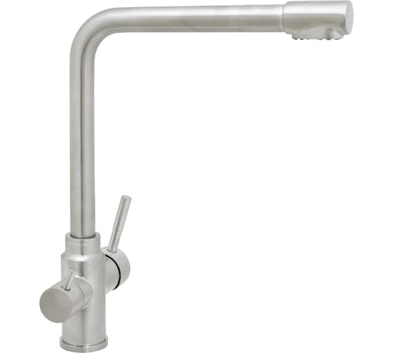 Смеситель Кухня AQUA-925 "INOX" шар. d-35 нерж, Г-образный излив, с подключением фильтра питьевой воды SANTREK 317572